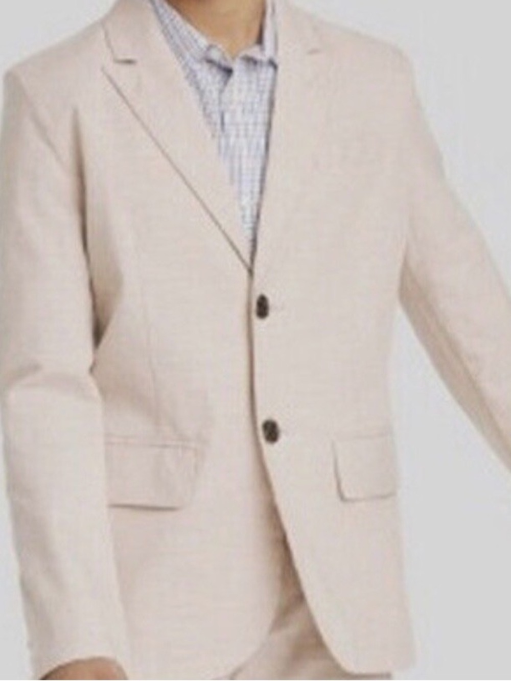 Tan Blazer Boy's 2-Button Chambray Blazer Suit Jacket Cat & Jack Beige size 14